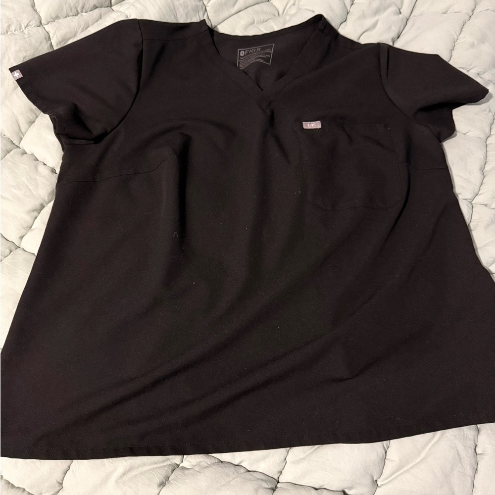 Figs Black Short Sleeve Women's Top